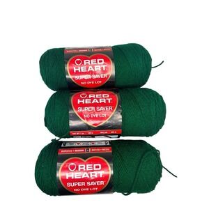 Red Heart Super Saver Yarn Hunter Green Lot‎ Of 3 Color 0389 Made in USA